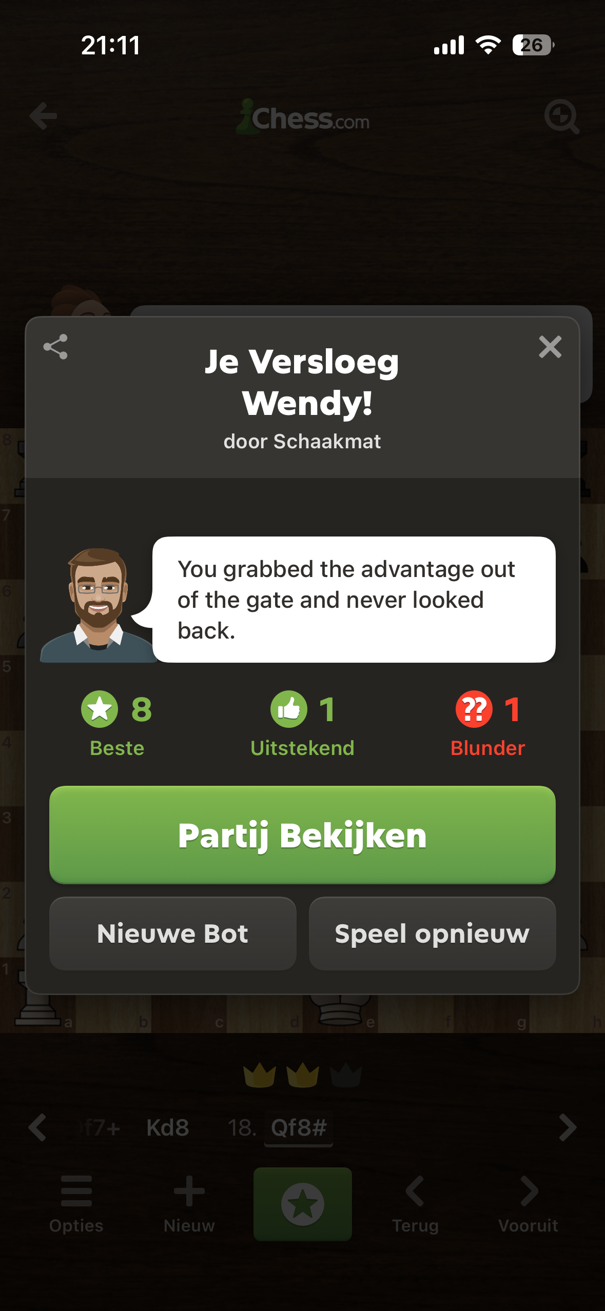 Versla een bot van 1500 rated in schaken
